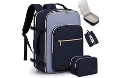 LOVEVOOK Carry on Travel Backpack&comma; 40L Waterproof Large 17inch Laptop Luggage &comma; with 3 Packing Cubes&comma; Blue