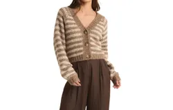 Z Supply Este Metallic Stripe Cardigan In Campfire