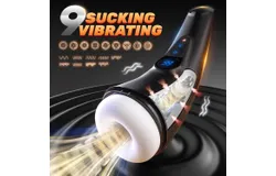Sex Toys for Men Male Masturbator - APP Control Adult  with 9 Sucking & 9 Vibrating&comma; 3D Textured Sleeve Heating Blowjob Mens Sex Toy，black