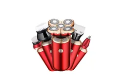 Bald Men Shaver&comma; 5 in 1 Men&apos;s Electric Shaver Shaver Beard Trimmer 5D Floating Shaver Bald Shaver Men&apos;s Grooming Kit &lpar;Color&colon; Red&rpar;
