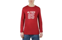 Tommy Hilfiger Long Sleeve Crew Neck Shirt In Currant