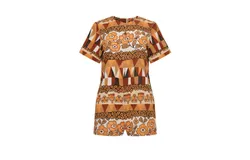 Carolina K Tilly Romper In Rombus Flowers Brown
