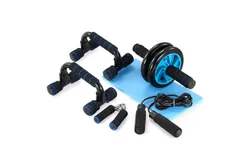 5-In-1 AB Wheel Roller Kit with Push-Up Bar Jump Rope Hand Gripper and Knee Pad Abdominal Core Carver Fitness Workout