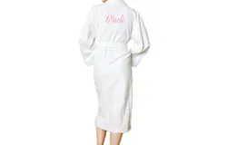 Bedhead Pjs Terry Velour &apos;bride&apos; Embroidery Long Robe In White