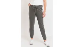 Hello Miz Two-Tone Brushed Terry Maternity Sweatpants In Charcoal