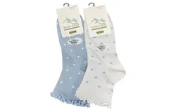 Women&apos;s Bamboo Socks - Low Cut Quarter Scalloped Edge Pastel Colors