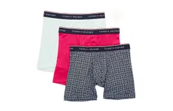 Tommy Hilfiger Men&apos;s 3-Pack Microfiber Boxer Brief In Hot Pink&sol;blue&sol;light Green