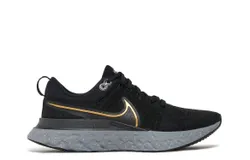 Nike Men&apos;s React Infinity Run Flyknit 2 In Black&sol;metallic Gold&sol;grey