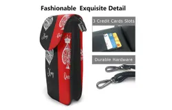 King And Queen Pu Leather Crossbody Phone Bag Card Slots Flip Phone Purse With Adjustable Strap 7&period;6x4&period;9inch