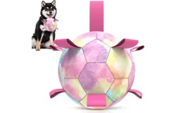 Dog Balls&comma; Dog Soccer Ball with Straps&comma; Puppy Birthday Gifts&comma; Dog Water Toy&comma; Interactive Dog Toys for Tug of War&comma; Dog Balls for Small Medium Dog &lpar;6 Inch&rpar;