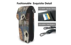 Natural Art Soccer Football Sports Pu Leather Crossbody Phone Bag Card Slots Flip Phone Purse With Adjustable Strap 7&period;6x4&period;9inch