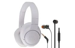 JBL Tune 720BT Over-Ear Wireless Headphones &lpar;White&rpar; &plus; JBL T110 in Ear Headphones