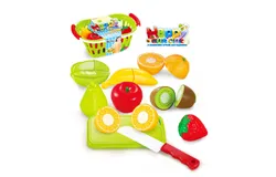 Play Food Set Multicolor Mundo Toys 11 Pcs Plastic Cutting Fruits Vegetables w/Basket