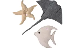DTY1004A-L-3SET Cancun Large Coastal Reef Fish Chenille Squeaky Stuffed Dog Toy Set&comma; Multi-Colored &lpar;3-Pack&rpar;
