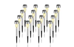 16 Pack Solar Path Lights Outdoor,Solar Lights Outdoor Waterproof,Stainless Steel LED Landscape Lighting,Solar Garden Lights for Driveway,Pathway,Patio,Yard(Luz cálida)