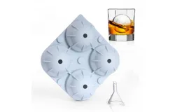 Ice Ball Maker Mold Silicone Ice Cube Tray Spherical Ice Mold Reusable Whiskey Ice Cube Mold with Lid and Funnel for Cocktail Jelly Juice &lpar;Blue&rpar;