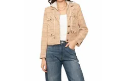 Central Park West Celine Dickie Jacket In Camel Plaid