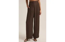 Z Supply Lisse Wide Leg Pant In Brown