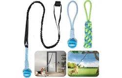 Dog Bungee Toy&comma;Interactive Dog Tug of War Toy Set with Tether&comma; Rope&comma; and Ball&comma; Tree Hanging Toy with 2 Chew Ropes&comma;Puzzle Ball for Chewing&comma;for Small&sol;Medium Dogs
