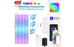 RGBIC LED Wall Lights&comma; Music Sync Home Decor LED Light Bar for for Gaming TV Bedroom Streaming&comma; Lights&comma; 7 Pcs with 3 Corners