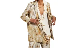 Ottod&apos;ame Patterned Fluid Blazer Jacket In Beige