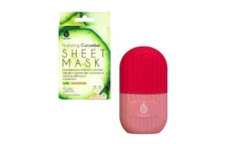 Ice Cube Facial Roller Massager & Hydrating Cucumber Sheet Masks – Your Ultimate Skincare Refresh Kit