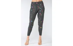 Fate Foil Paint Splatter Knitted Jogger Pants In Charcoal