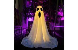 Outdoor Halloween Decorations&comma; Indoor Halloween Party Decorations&comma; Scary Ghost Decorations with Remote Control String Lights&comma; Halloween Ghost Lights for Porch&comma; Patio&comma; Garden&comma; Lawn-Hooded remote control usb-F