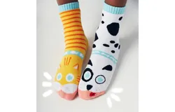 Cat & Dog Mismatched Non-Slip Socks for Kids