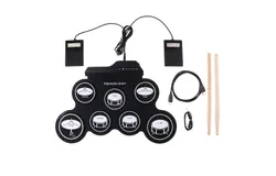Electric Drum Set&comma; 7-Pad Electronic Drum Set  Included&comma; Roll-up Drum Pad For Kids&comma; Great Holiday Xmas Birthday Gift -black&sol;white01