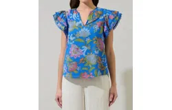 Sugarlips Sunlit Floral Ema Rude Cobalt Top In Multi