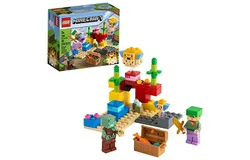 LEGO Minecraft The Coral Reef 21164 Juguete práctico de Minecraft Marine con Alex&comma; un ahogado y 2 peces globo geniales&comma; nuevo 2021 &lpar;92 piezas&rpar;