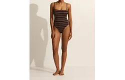 Matteau Petite Square Maillot In Nutmeg Stripe