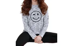 French Kyss Smile Emoji Pullover In Black&sol;white
