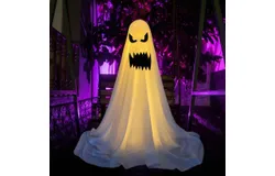 Outdoor Halloween Decorations&comma; Indoor Halloween Party Decorations&comma; Scary Ghost Decorations with Remote Control String Lights&comma; Halloween Ghost Lights for Porch&comma; Patio&comma; Garden&comma; Lawn-Hooded remote control usb-B