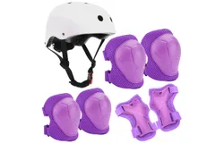 Kids outdoor skateboarding&comma; Bike Helmet Toddler Helmet Kids Sport Protective Gear Set-White&sol;Purple