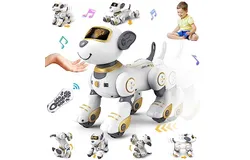 Remote Control Robot Dog Toy for Kids - Interactive Touch & Follow 17 Functions Robot Dog Pet&comma; GOLD