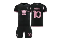 Kids Soccer Football Jersey Miami Messi &num;10 Away Soccer Jersey Kit Black