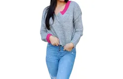 Falcon Park Ryleigh Sweater In Grey&sol;pink