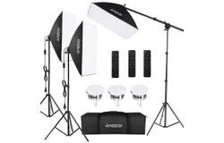 Studio Photography Light Kit Softbox Lighting Set with 85W 2800K-5700K Bi-color Temperature LED Light &ast; 3 &plus; 50x70cm Softbox &ast; 3 &plus; 2M Light Stand &ast; 3 &plus; Remote Control &ast; 3 &plus; Boom Arm &ast; 1 &plus; Carry Bag &ast; 1 for Studio Portrait Product Photo Video