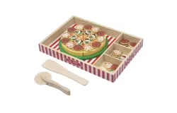 Wooden Pizza Party Play Food Set With 36 Toppings