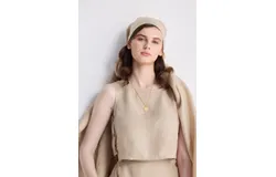 Boxy Crop Top in Neutral Beige