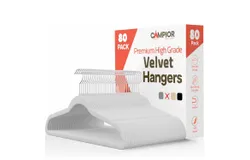 80-Pack White Velvet Hangers – Non-Slip Space-Saving Clothes Hangers with 360° Swivel Hook & Shoulder Notches – Heavy-Duty 10 lbs Capacity&comma; Slim Design for Jackets&comma; Suits & Dresses