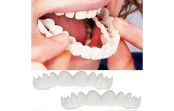 2 Piece Upper And Lower Premium Dentures Instant Smile Comfort Fit Elastic Cosmetic Teeth Denture Top-MXBC