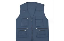 Khaki multi-pocket vest men&apos;s mountaineering photography vest casual vest-blue grey 5XL
