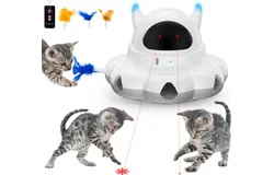 Paw Pow Interactive Cat Wand Toy Wire with Weighted Base and Suction Cup&comma; 2 Flexible Wires&comma; and 3 Unique Hanging Tails to Stimulate Your Cat&apos;s Inner Hunter