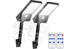 2PCS Lámpara Solar Externa Jardin con Sensor&comma; 48 LED Luz Solar de Pared Control Remoto al Aire Libre con control remoto&comma; sensor de movimiento de 3 modos