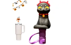 2025 New Cute Ghost Halloween Straw Topper&comma;black cat &plus;Stanley Quencher H2&period;0 FlowState Stainless Steel Vacuum Insulated Tumbler 40oZ&comma;Rose Quartz
