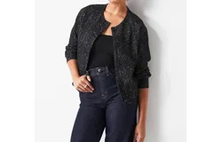 Spanx Ponte Bomber Jacket In Black Herringbone