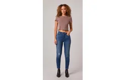 Edyson Everette High Rise Mom Jean In Dark Beverly Wash
